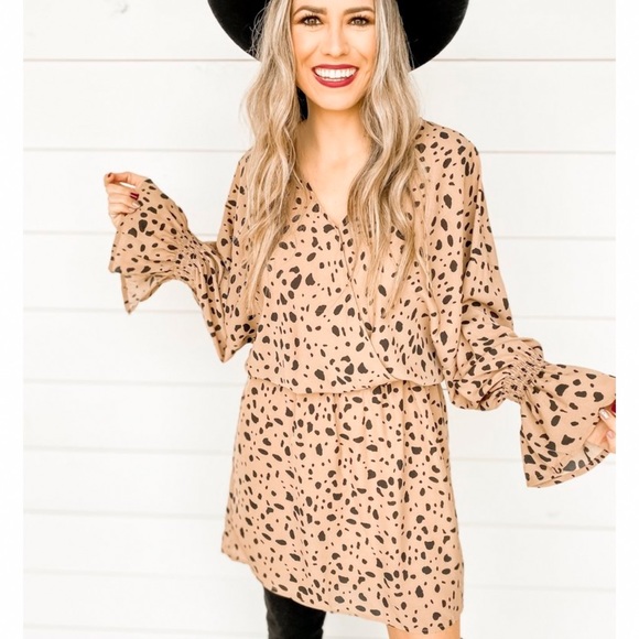 1 LEFT! 5⭐️ Leopard Animal Cheetah Wrap Dress - Picture 2 of 9